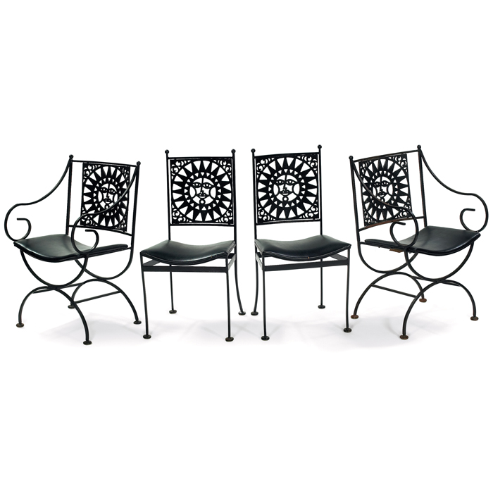 Appraisal: Arthur Umanoff ''Mayan'' patio set by Shaver-Howard table with glass