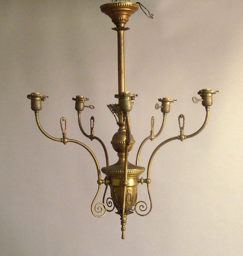 Appraisal: Victorian brass five arm chandelier h