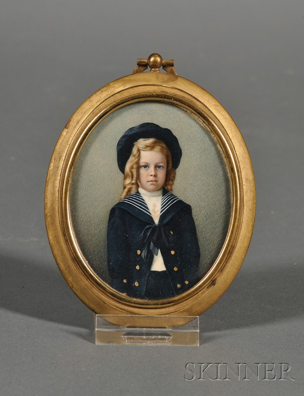 Appraisal: Portrait Miniature of Blonde Child Wearing a Sailor Suit Italian