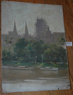 Appraisal: A COLQUHUOUN RIVER SIDE SCENE OIL ON BOARD