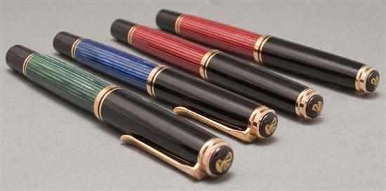 Appraisal: Three Pelikan ''Souveran'' fountain pens and similar ballpoint pen Estimate