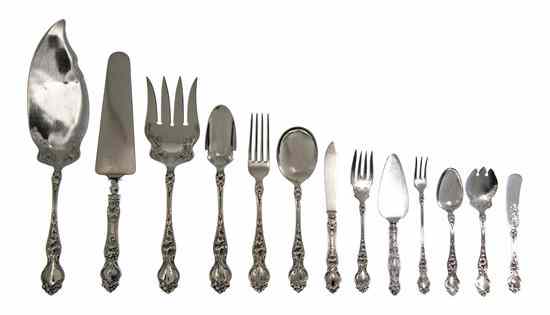 Appraisal: An American Art Nouveau Sterling Silver Flatware Service for Twelve