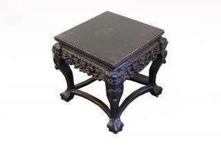 Appraisal: Antique Chinese Hardwood Side Table Antique Carved Chinese Hardwood Side