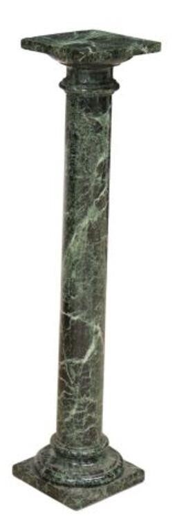 Appraisal: Italian green marble column pedestal th c square top over