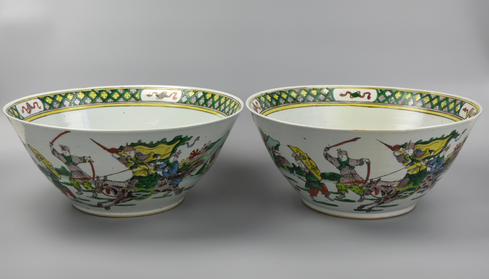 Appraisal: PAIR OF LARGE CHINESE WUCAI BOWL GUANGXU PERIOD two Guangxu