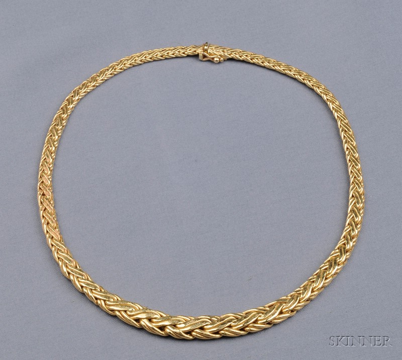 Appraisal: kt Gold Necklace Tiffany Co composed of tapering braided chain