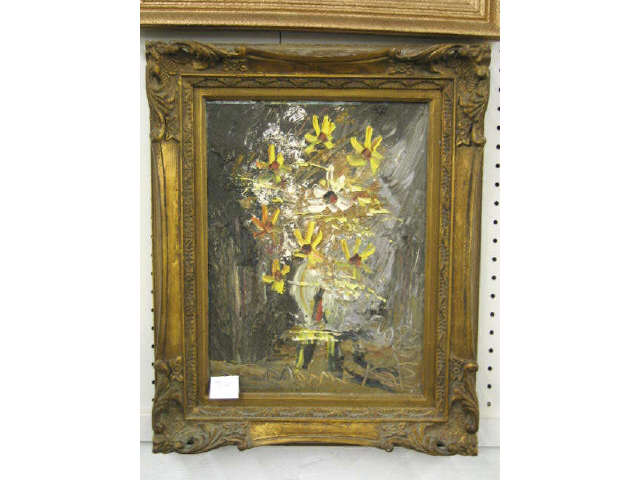 Appraisal: Morris Katz Oil Floral Still Life famous New York City