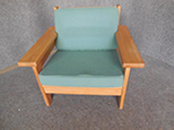 Appraisal: DANISH ARMCHAIR WITH BLUE UPHOLSTERY