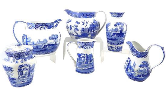 Appraisal: th C Spode Italian pattern pottery six pieces blue and