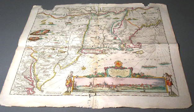 Appraisal: Hand-colored French map America with Nieuw Amsterdam circa x