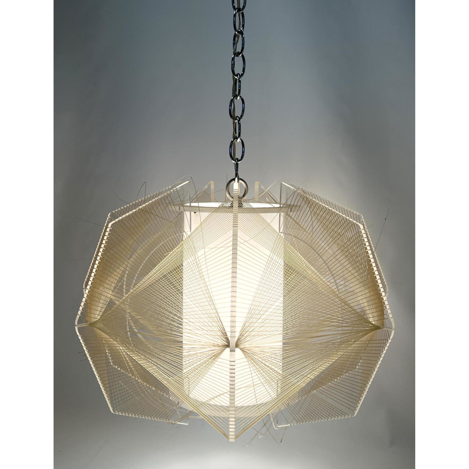 Appraisal: Mid Century Lucite Chandelier Hanging Pendant Light Woven Nylon string