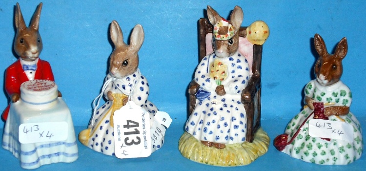 Appraisal: Royal Doulton Bunnykins Figures Happy Birthday DB Busy Needles DB