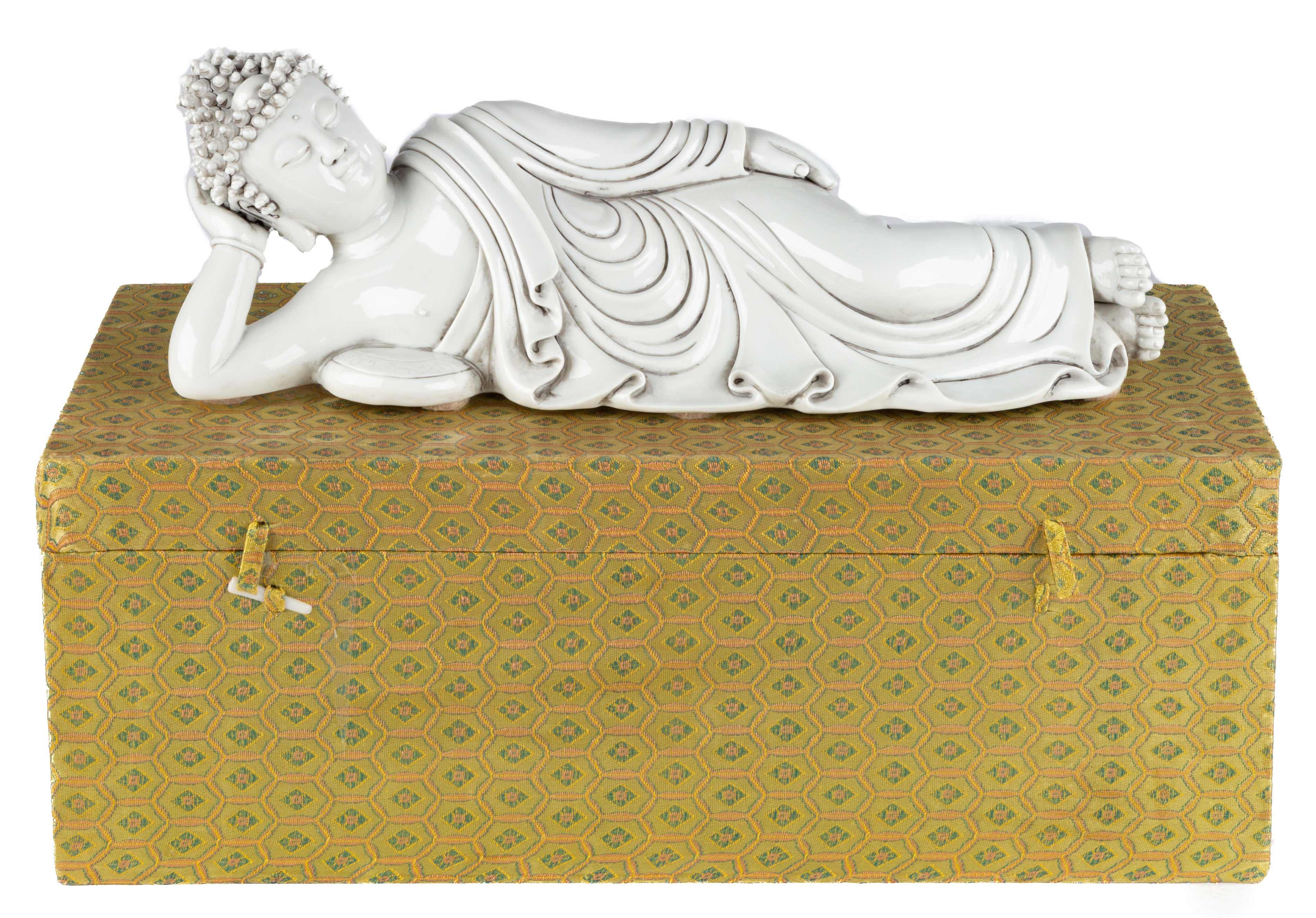 Appraisal: CHINESE PORCELAIN RECLINING BUDDHA Chinese Porcelain Reclining Buddha