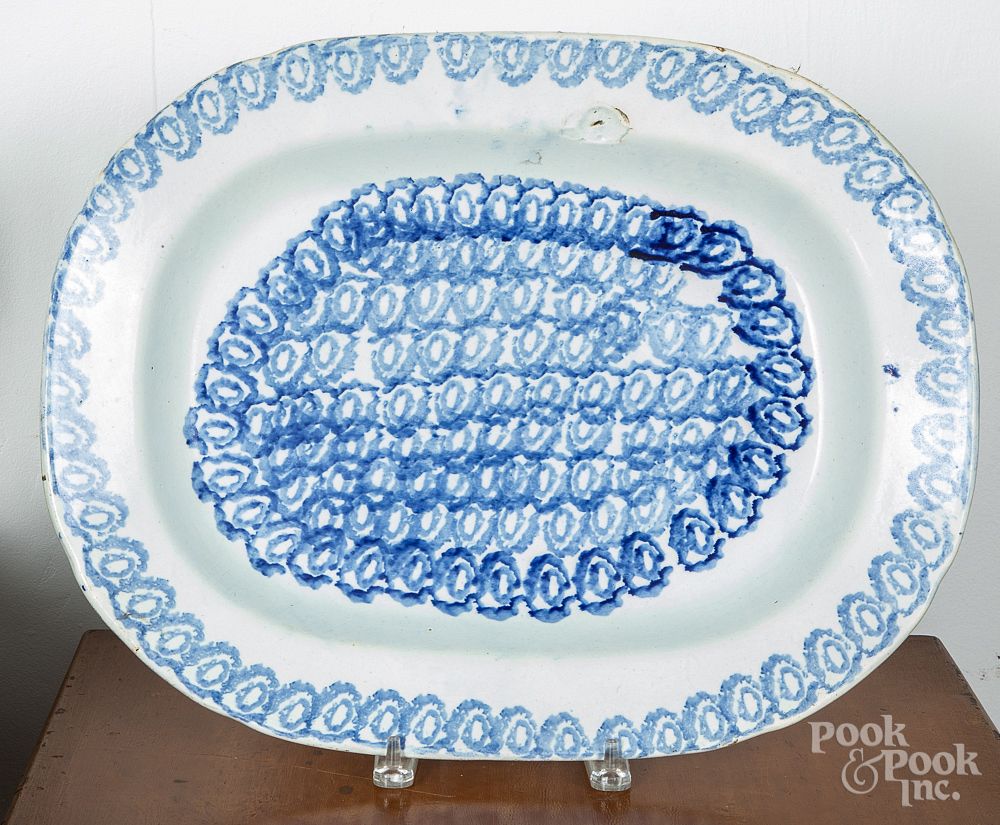 Appraisal: Blue spongeware platter Blue spongeware platter x Condition Good condition