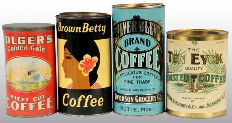 Appraisal: Lot of -Pound Tall Coffee Tins Description Includes one for