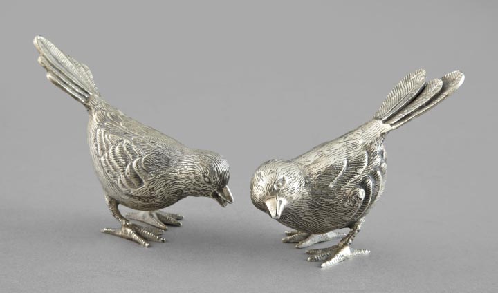 Appraisal: Pair of Continental Silverplate Sparrow Table Garnitures second quarter th