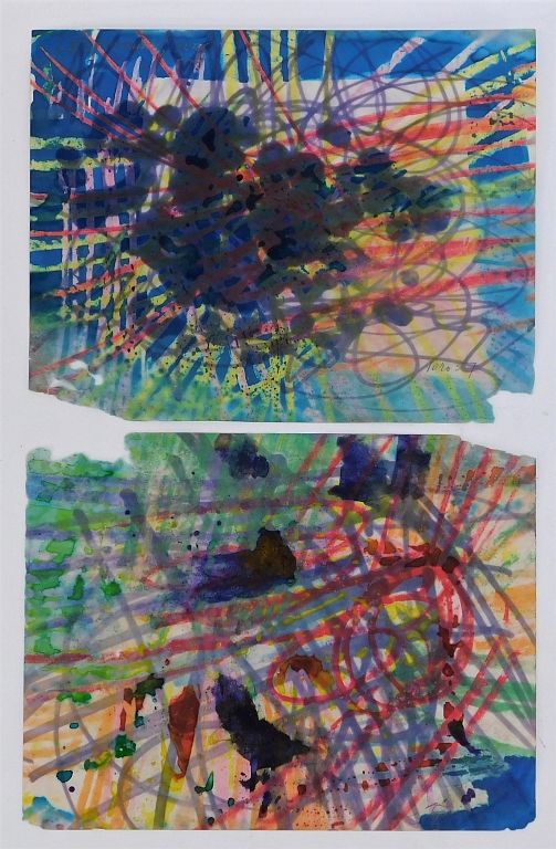 Appraisal: Pair Taro Yamamoto Abstract Expressionist Drawings California Connecticut New York