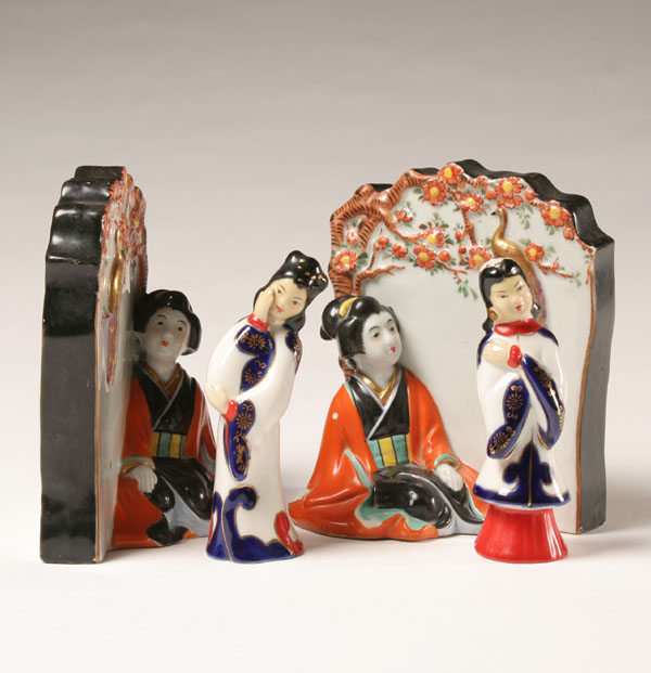 Appraisal: Japanese porcelain figures pair Occupied Japan ladies with cobalt and