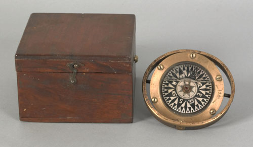 Appraisal: Philadelphia brass ship's compass by John Hand Sons case -