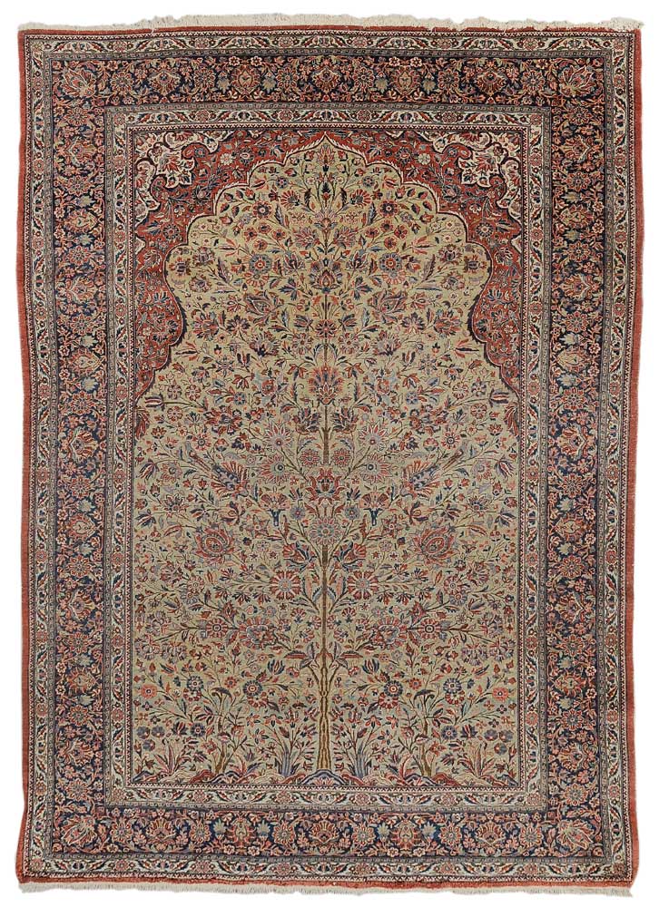 Appraisal: Kerman Meditation Carpet Persian th century mihrab with tree and