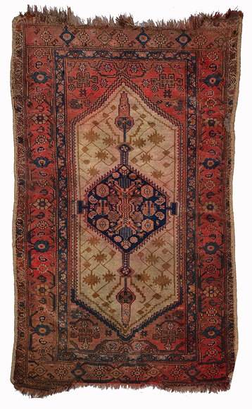 Appraisal: A HAMADAN RUG with a central blue ground medallion and