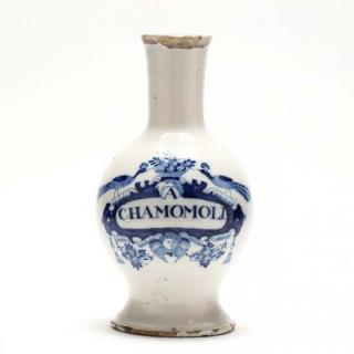 Appraisal: Delft Blue White Decorated Apothecary Bottle early th century baluster