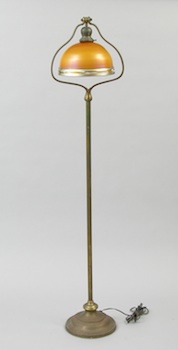 Appraisal: A Standing Handel Floor Lamp with Brown Aurene Shade A