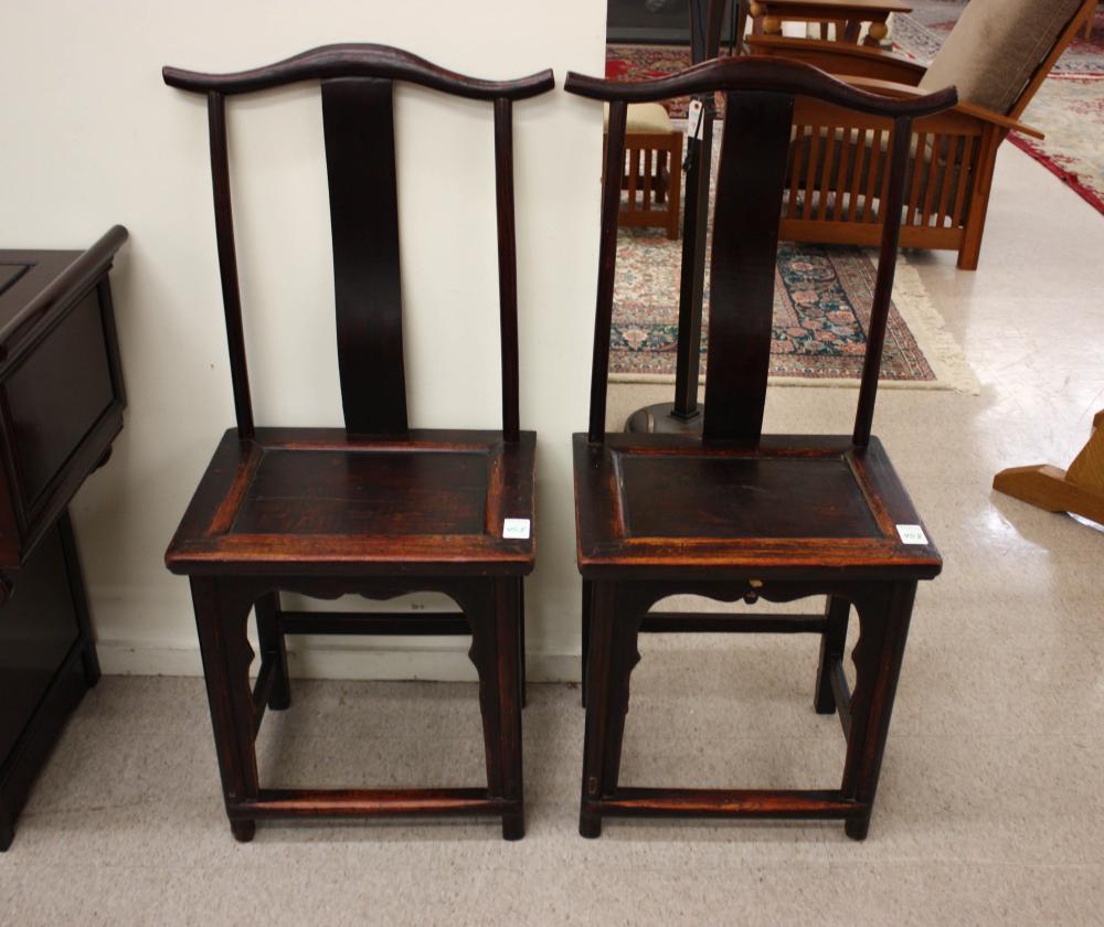 Appraisal: PAIR OF CHINESE MING-STYLE SIDE CHAIRS each with a T-form