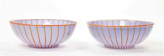 Appraisal: A Pair of Slovakian Glass Bowls of violet glass with