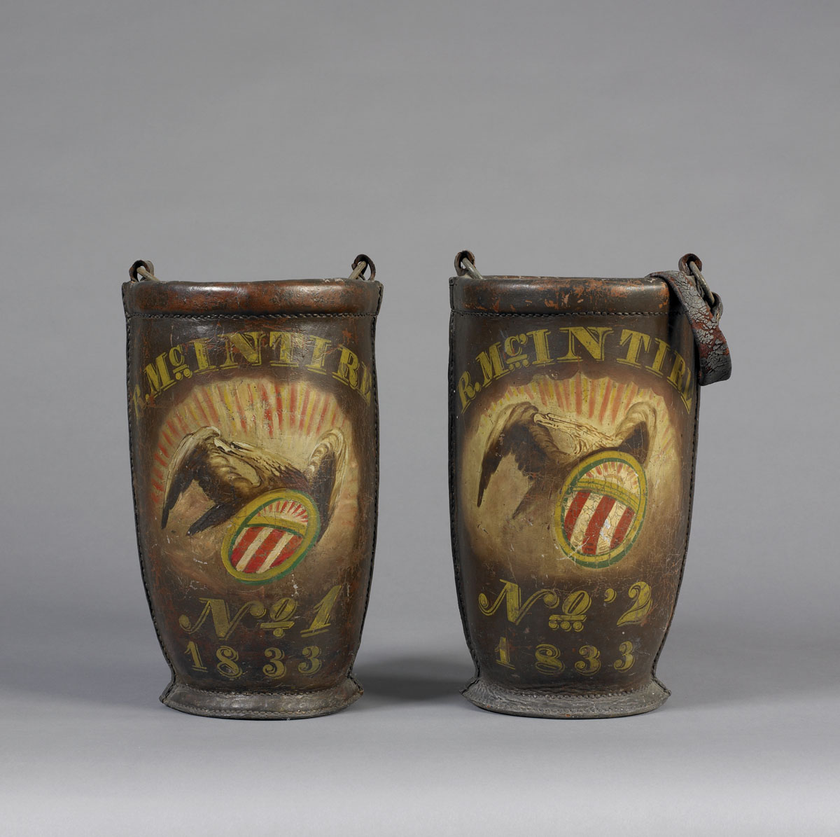 Appraisal: PAIR OF IMPORTANT MACINTIRE FAMILY PAINTED AND DECORATED SALEM MASSACHUSETTS