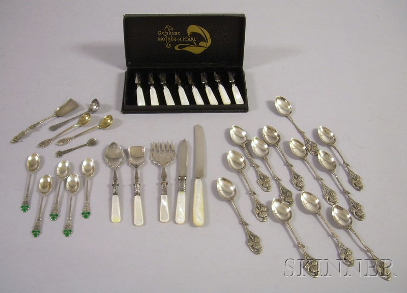 Appraisal: Approximately Thirty-four Pieces of Silver and Silver Plated Flatware including