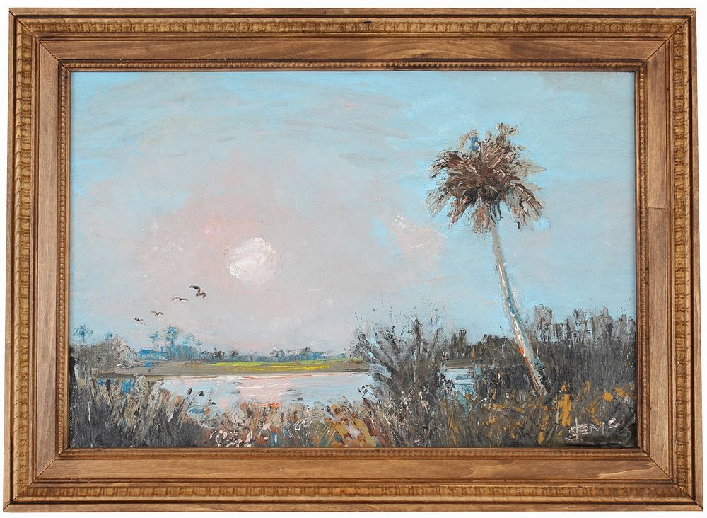 Appraisal: Signed Florida Highwaymen Style Painting Signed Florida Highwaymen Style Coastal