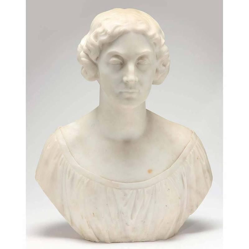 Appraisal: American School Marble Bust of a Woman mid th century