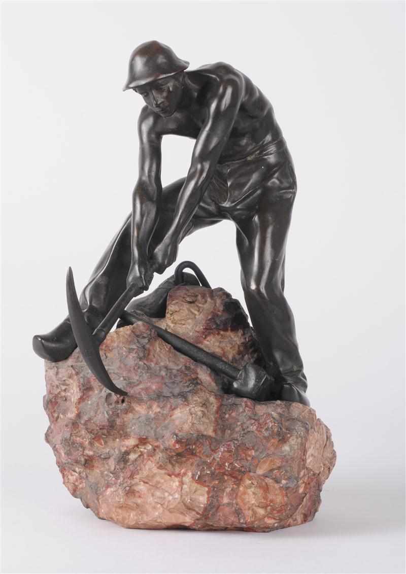 Appraisal: HENRI FRANCOIS COUTHEILLAS - THE MINER Bronze in three parts