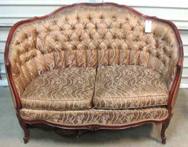 Appraisal: LOUIS XV STYLE SETTEE American mid- th century having a