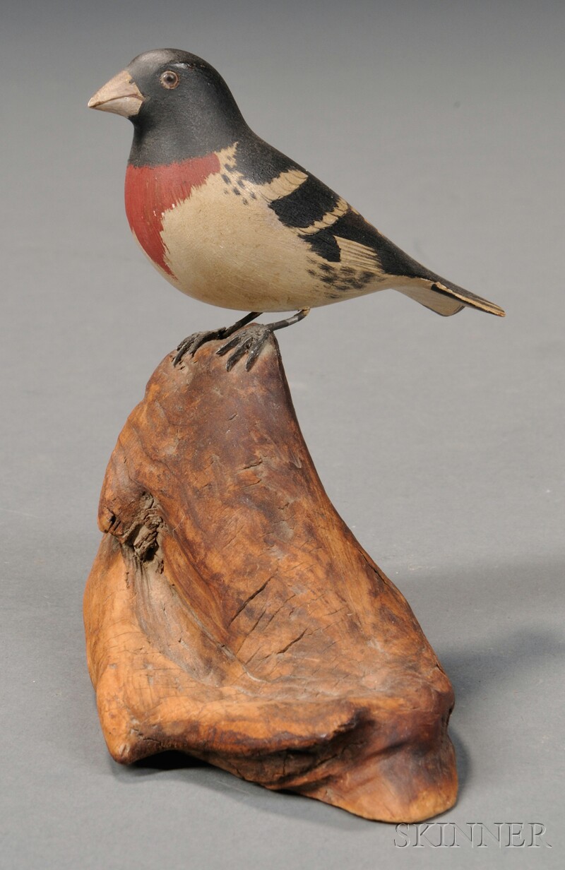 Appraisal: Miniature Carved and Painted Rose-breasted Grosbeak Figure Robert Morse -