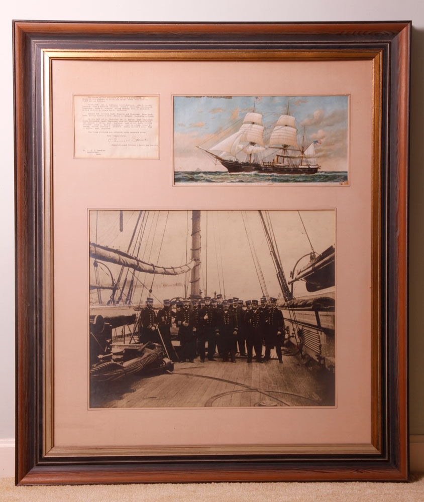 Appraisal: - U S S Kearsarge Officer Photo Lithograph and Letter