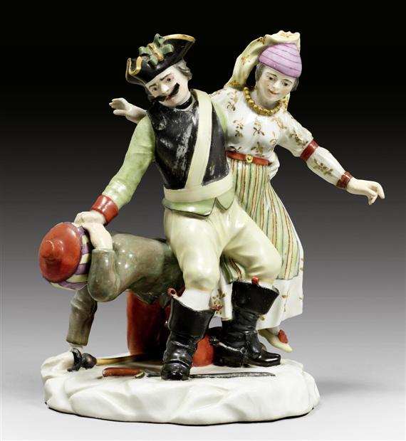 Appraisal: RARE TURKISH GROUP ZURICH MODEL CIRCA - Form missing Underglaze