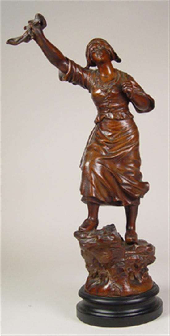 Appraisal: French Spelter Figure Woman with outstretched arms Distress Marked Mestais