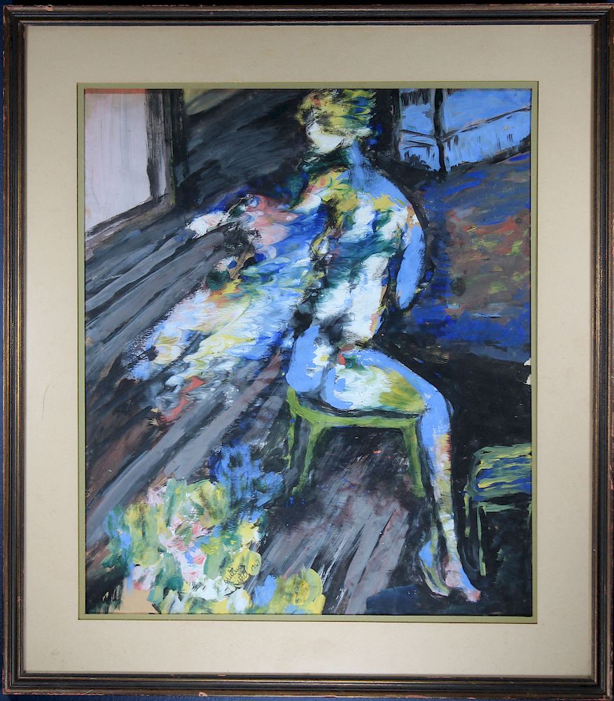 Appraisal: Figural Abstract Painting Signed ' Figural Abstract Painting Signed lower