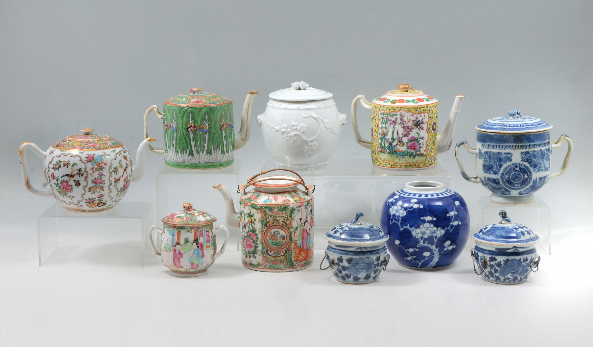 Appraisal: CHINESE TEAPOT PORCELAIN COLLECTION Comprising - Lidded Rose Medallion teapots