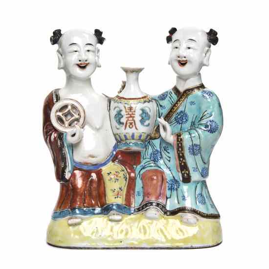 Appraisal: A Chinese Porcelain Famille Rose Model of the Hehe Twins