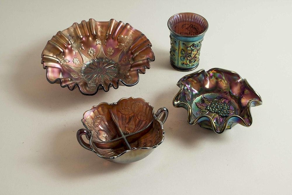 Appraisal: Assorted Carnival Glass Four pieces of assorted carnival glass comprising