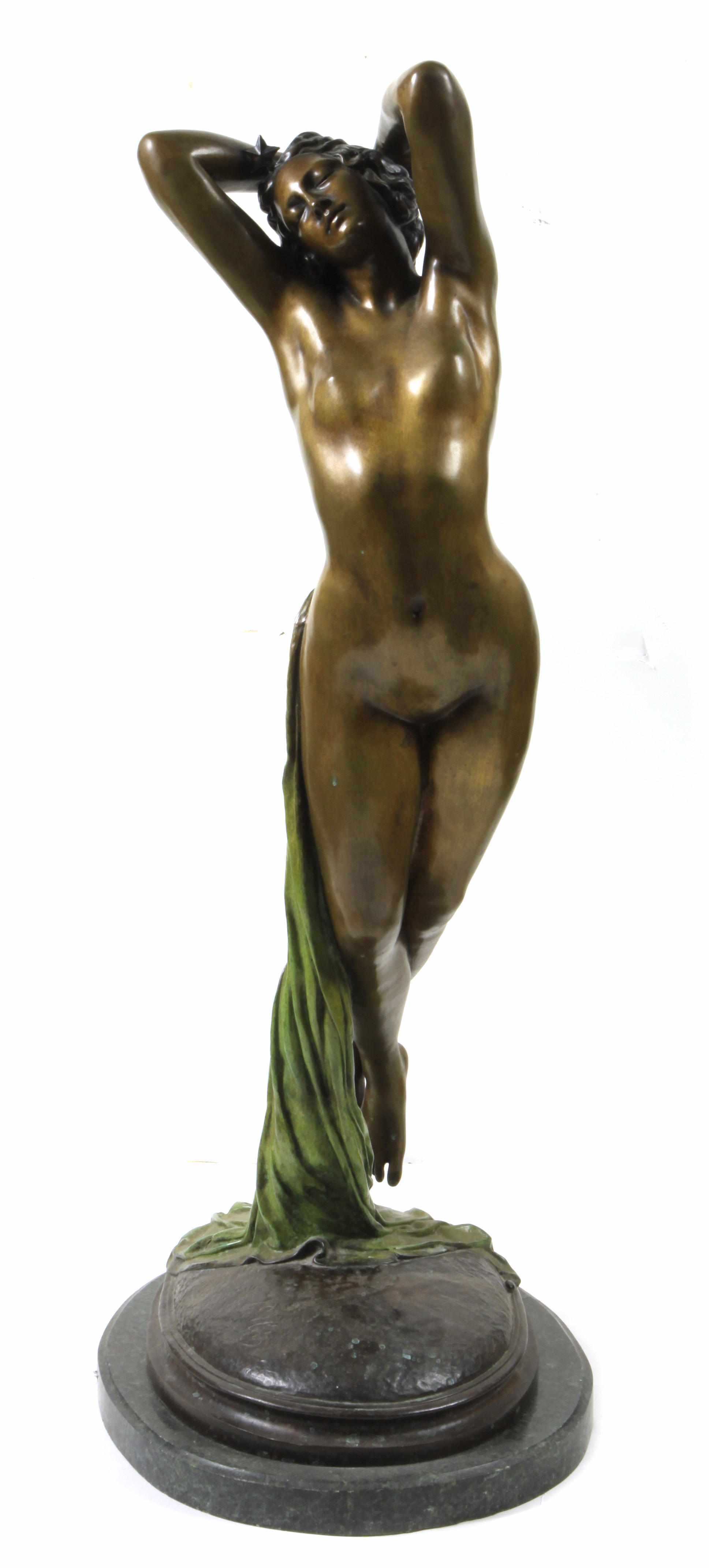 Appraisal: A patinated bronze figure Une Heure de la Nuit later