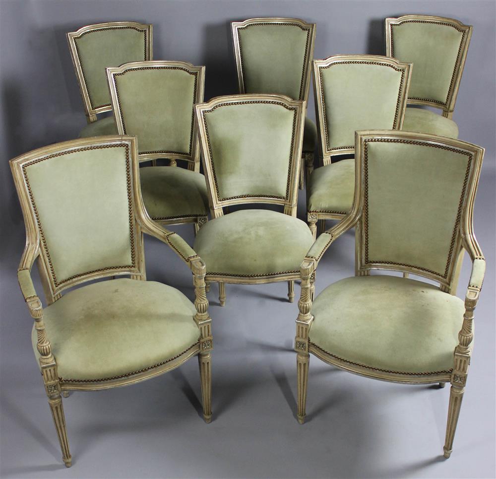 Appraisal: SET OF EIGHT PAINT DECORATED LOUIS XVI STYLE DINING CHAIRS