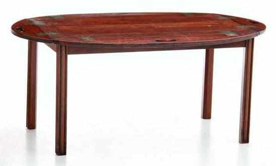 Appraisal: Chippendale style mahogany tray table late th century curved handles