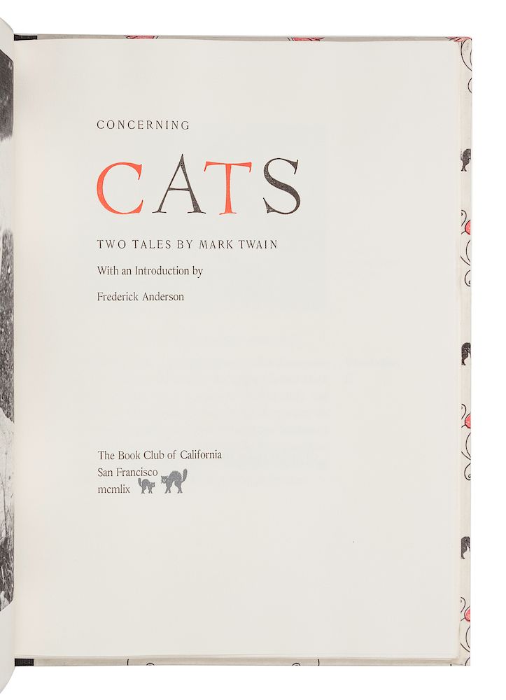 Appraisal: GRABHORN PRINTING CLEMENS Samuel Langhorne Mark Twain - Concerning Cats