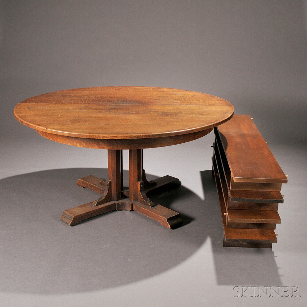 Appraisal: Arts Crafts Dining Table Oak United States c Circular top