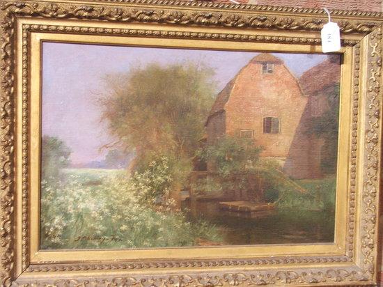 Appraisal: JOHN SHIRLEY-FOX - - River landscape with water mill signed