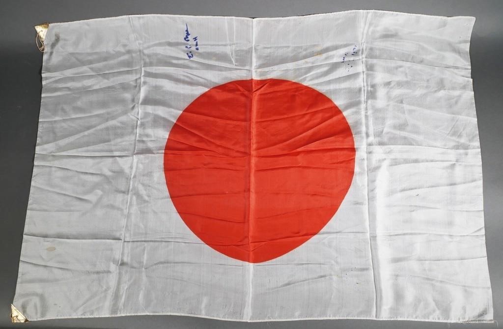 Appraisal: Silk Japanese flag signed by Congressional Medal of Honor recipient